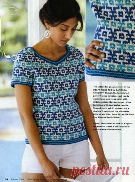 Летняя маечка ленивым жаккардом.