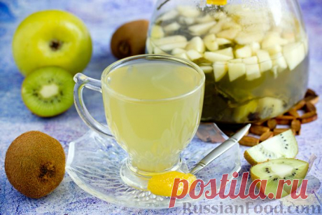 Рецепт: Зелёный чай с киви и яблоком на RussianFood.com