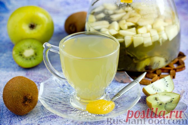 Рецепт: Зелёный чай с киви и яблоком на RussianFood.com