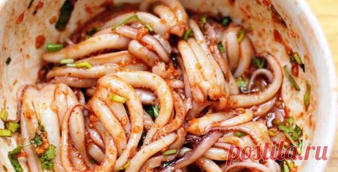 Сахалинская кухня : быстрый и острый кальмар по-восточному | Четыре вкуса