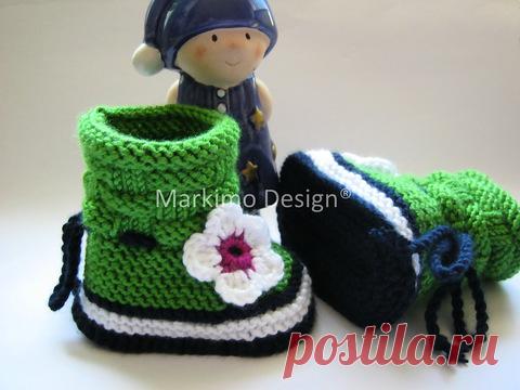 Babyschuhe Krabbelschuhe Baby Booties Grün Blau Weiß Fuchsia Mia aus Babyschuhe von markimodesign #442628