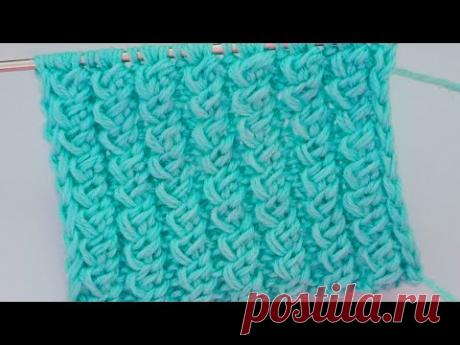 Красивый, рельефный узор спицами. 4 петли и 2 ряда.