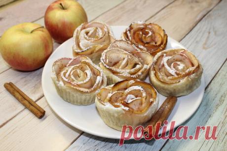 Яблочные розы из слоеного теста с вареньем: пошаговый фото рецепт | Fresh Recipes | Яндекс Дзен