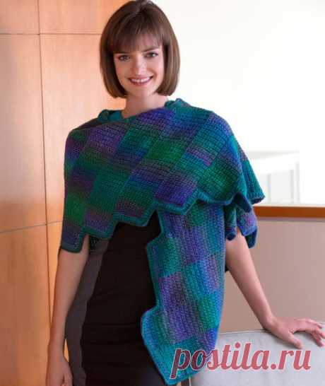 Вязание крючком Gradient Strips Shawl | Красное сердце