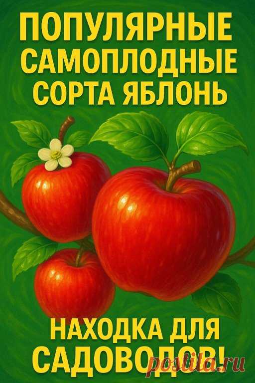 Самоплодные яблони — это настоящая удача: они не требуют обязательного соседства с другими сортами для опыления, а значит, плодоносят стабильно даже в одиночной посадке.

 Лучшие сорта для вашего сада.

 Спартак
Яблоки с необычным вкусом — в аромате чувствуется лёгкая дыня и земляника. Подходят для свежего употребления, а также для варенья, компотов и зимних заготовок.

 Богатырь
Один из самых урожайных сортов. Плоды крупные, сладкие, с плотной ароматной мякотью. Хранятся ...