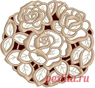 Advanced Embroidery Designs - Three Rose Doily