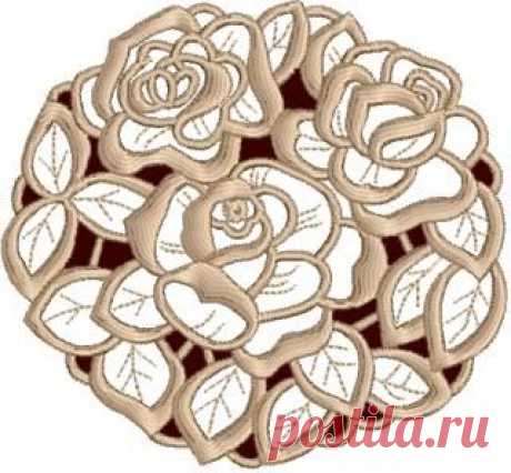 Advanced Embroidery Designs - Three Rose Doily