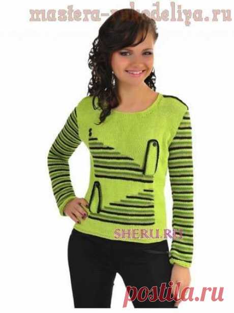 Мастера рукоделия - рукоделие для дома. Бесплатные мастер-классы, фото и видео уроки - Схема вязания спицами: Кофточка полотном в полоску