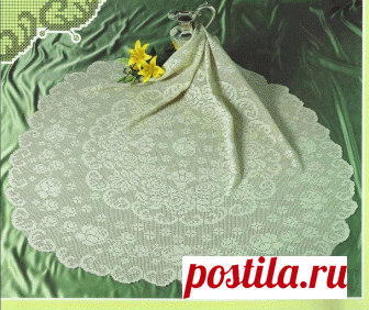 Круглая большая филейная скатерть