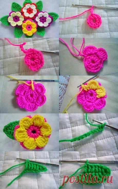 Fleurs colorées et leurs grilles gratuites , au Crochet ! - Le blog de Anne