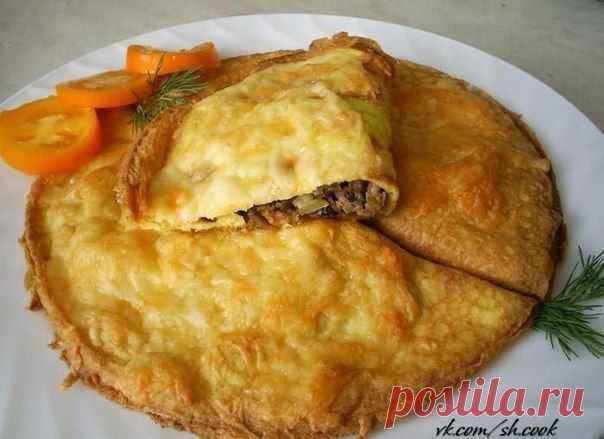 Яичные блины с грибами под сырной корочкой