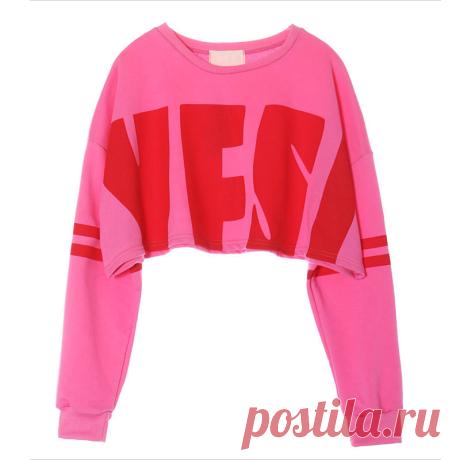hoodie with Picture - More Detailed Picture about WAIBO BEAR 2016 Summer Women Sexy Letter Print Top Tee Long Sleeve Crop Tops Cropped Punk hip hop shirts Pink Sweatshirt Picture in Hoodies &amp; Sweatshirts from Miyahouse | Aliexpress.com | Alibaba Group