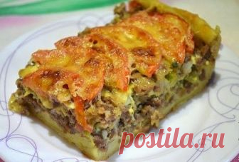 ОТКРЫТЫЙ МЯСНОЙ ПИРОГ
Чуть язык не проглотила 

Ингредиенты: 
Для теста: 
- 200 г картофеля (одна большая картофелина или две средние) 
- стакан муки 
- 1 яйцо 
- 50 сливочного масла 
- соль по вкусу 

Для начинки: 
- 400 г мясного фарша (у меня смешанный) 
- 1 луковица 
- 150-200 г капусты (я взяла цветную) 
- 2 яйца 
- 3 ст. ложки сметаны 
- 2 томата 
- немного сыра для посыпки верха пирога 
- соль по вкусу 
- немного растительного масла для обжарки компонентов начинки 
...