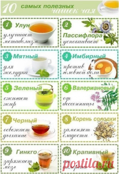 10 самых полезных чашек чая

1. Улун (название, которое может быть на упаковке – Oolong). Чай улун улучшает метаболизм. Цветовая гамма заварки – от бледно-нефритового (как у зеленого чая) до темно-золотистого и темно-красного. Чем краснее чай, тем он больше помогает в похудении, за счет содержащихся в нем полифенолов. Четыре чашки улуна позволяют съесть 1 небольшой десерт без вреда для фигуры.
Показать полностью…