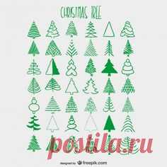 Christmas trees sketches collection | Free vector