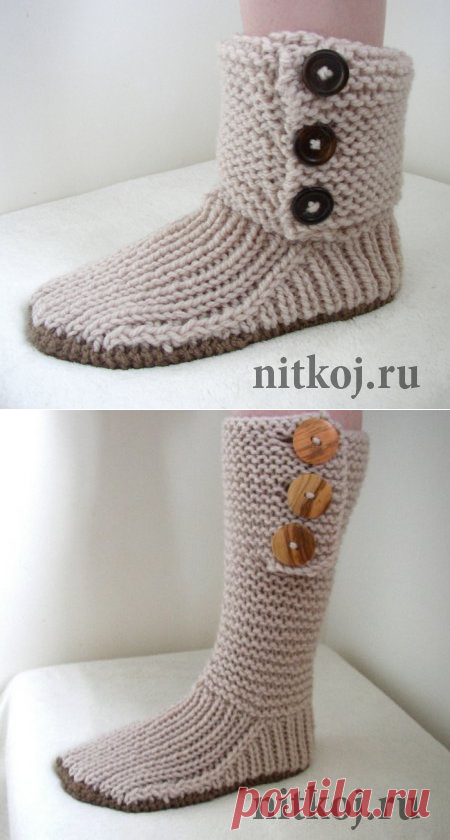 Сапожки-тапочки спицами Prairie Boots » Ниткой - вязаные вещи для вашего дома, вязание крючком, вязание спицами, схемы вязания