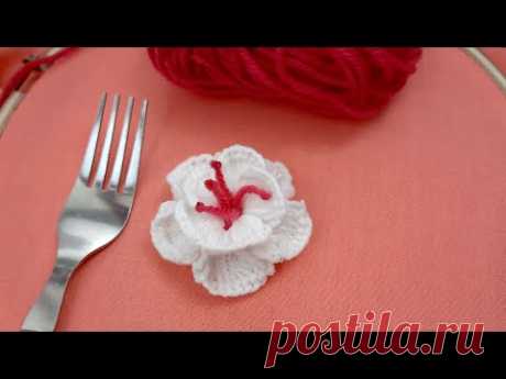 Hand Embroidery Amazing Trick, Easy Rose Flower Embroidery Trick with Fork#02