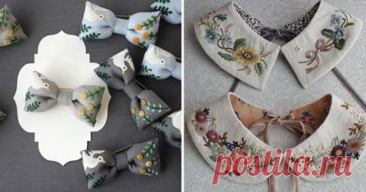 Модные вышитые аксессуары: воротники, галстуки-бабочки, сумки… 20 суперидей! | Golbis