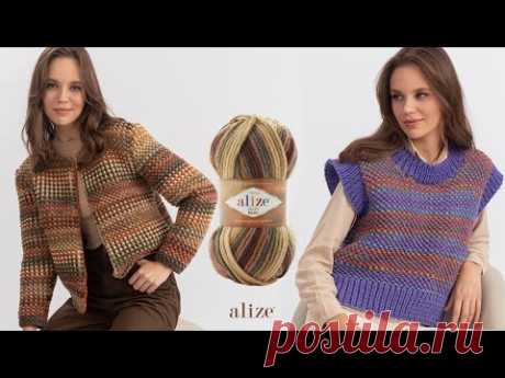 Двухцветная вышивка мхом с Alize Superlana Maxi Batik