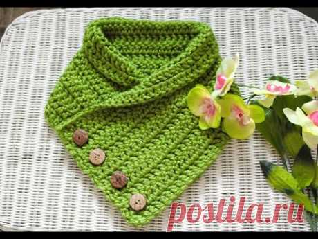 Crochet A Cozy 4 Button Cowl