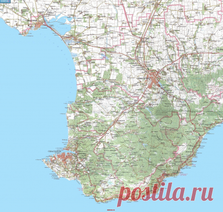карты : Подробная топографическая карта Крыма, Россия | Россия | Туристический портал Svali.RU