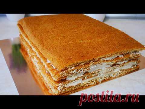 МЕДОВИК. Медовый торт БЕЗ РАСКАТКИ коржей. Рецепт КРЕМА ПЛОМБИР крем для промазки коржей