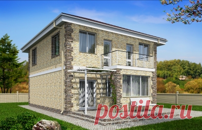 Двухэтажный дом с террасой и балконом Rg1453