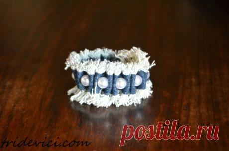 Джинсовый браслет ( 9  ) | Мастер классы | рукоделие, декор, полимерная глина, плетение, вышивание