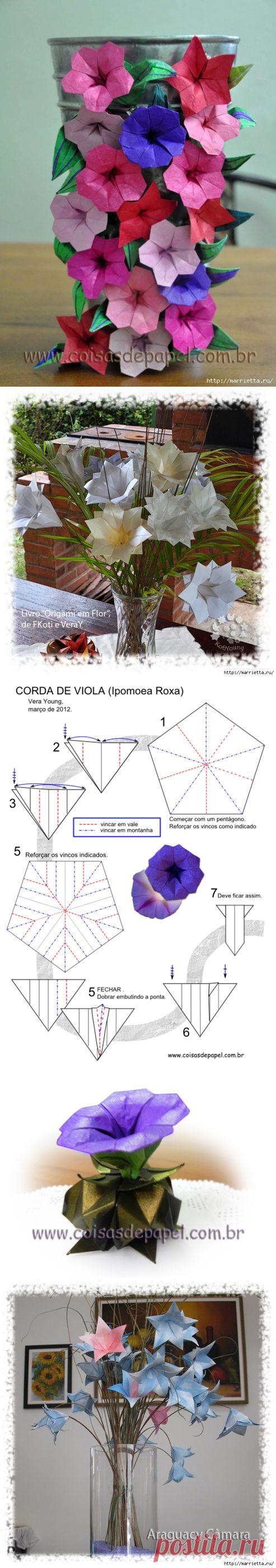 Цветы оригами из бумаги. ВЬЮНОК