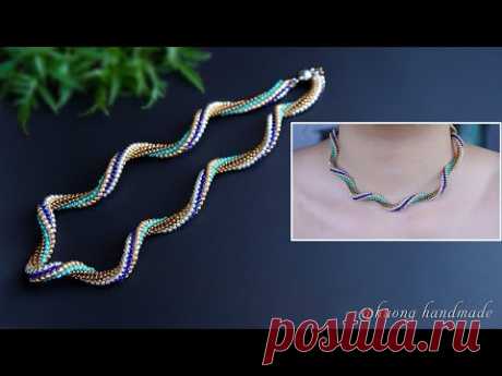How to make spiral beaded necklace with only seed beads