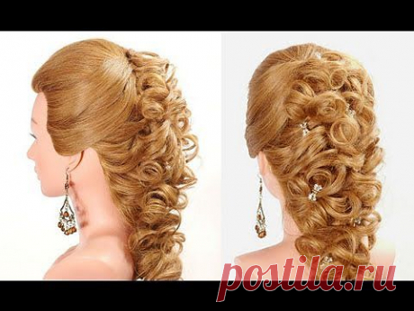 ▶ Прическа на выпускной, свадьбу на длинные волосы. Wedding prom hairstyle - YouTube