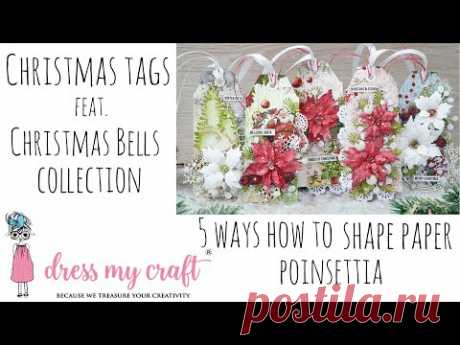 (11) 5 ways how to shape paper poinsettia Christmas tags - YouTube
