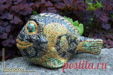 Мастера рукоделия - рукоделие для дома. Бесплатные мастер-классы, фото и видео уроки - Мастер класс по декупажу на керамике: Рыба-копилка в технике Декопатч