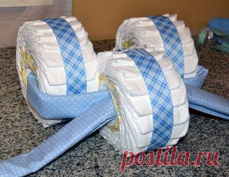 ♥  Мальчику - милый   &quot;мотоцикл&quot;  из подгузников 
    (фото - 3)