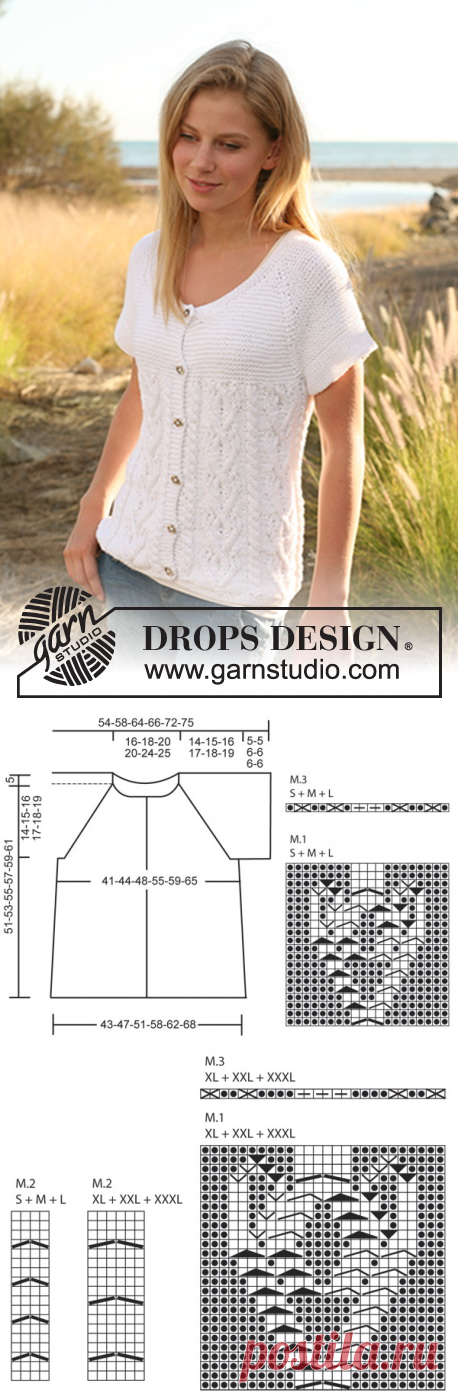 DROPS 128-33 - Knitted DROPS jacket with cables and raglan sleeves in "Paris". Size: S - XXXL. - Free pattern by DROPS Design