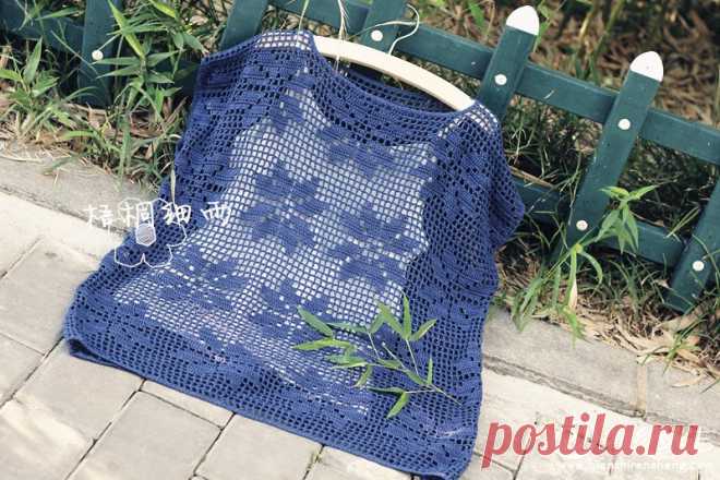 Синяя маечка крючком схема. Майки крючком для женщин |