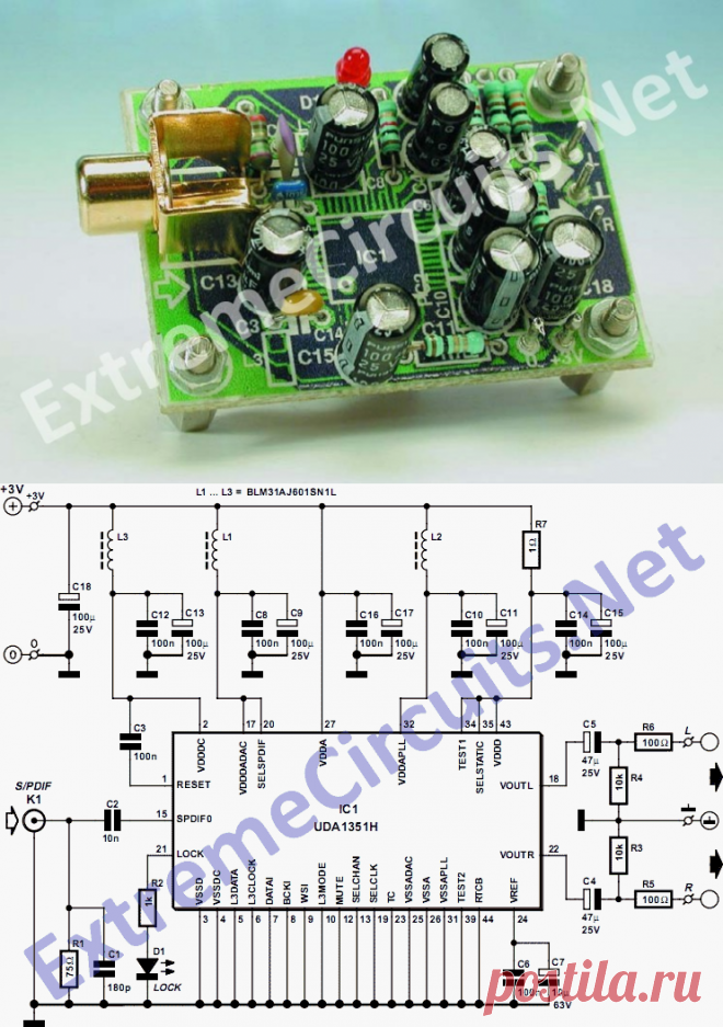 Mini Audio DAC | EEWeb Community
В прошлом мы описали тестера S/PDIF, состоя из специального декодера IC с интегрированным конвертером D/A. Два внедрения ‘DAC аудио IEC 60958’ от Philips могли использоваться здесь: UDA1350ATS или UDA1351TS. У последнего есть частотный диапазон до 96 кГц.