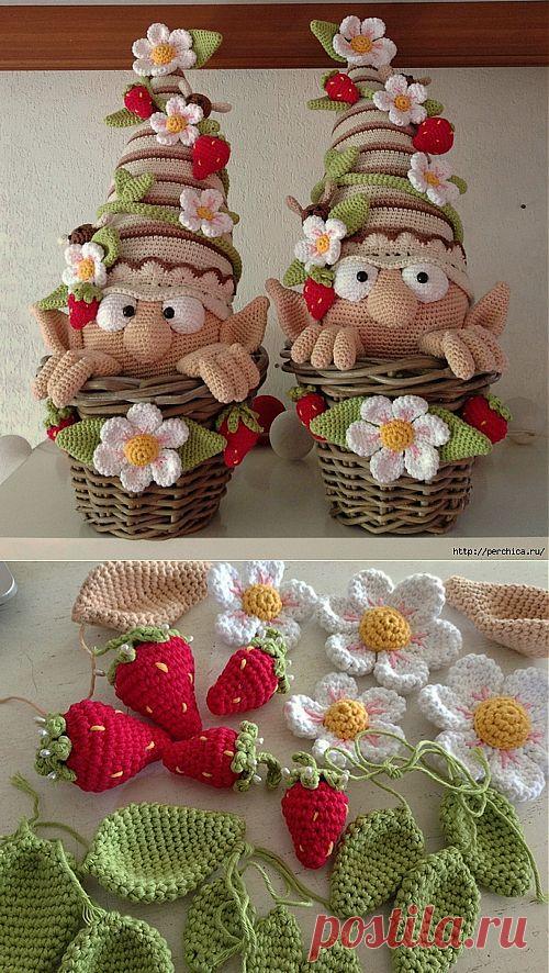 Как связать клубничного гномика.