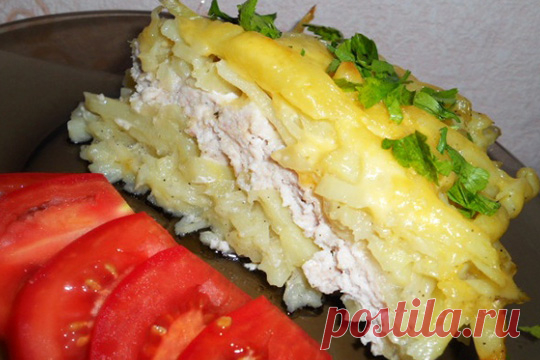 Запеканка из сырого картофеля и куриного фарша — Домашний уют