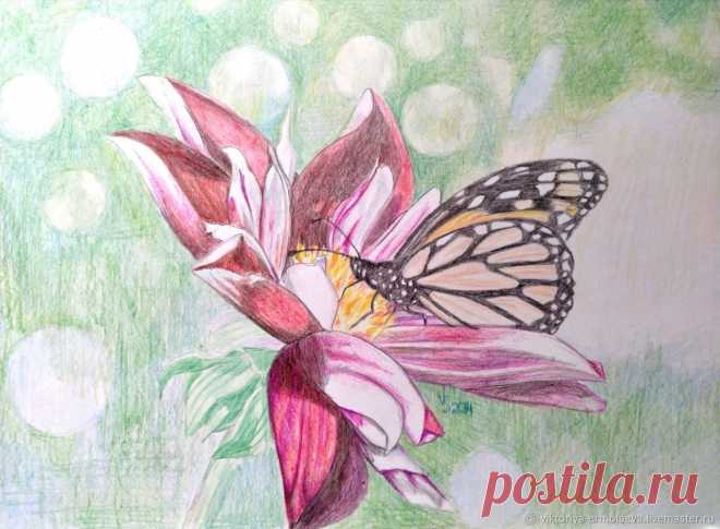 Бабочка на цветке, Цветные карандаши, 21х30 см – купить на Ярмарке Мастеров – M0ZXSRU | Картины, Ростов-на-Дону Купить Бабочка на цветке, Цветные карандаши, 21х30 см в интернет-магазине на Ярмарке Мастеров, цена: 700 ₽. Товары ручной работы с доставкой по России и СНГ. ✓Описание, фото ✓Отзывы реальных покупателей