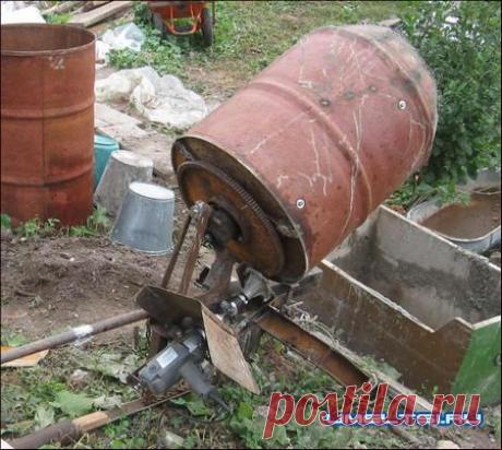 Самодельная бетономешалка из бочки с приводом от дрель-миксера