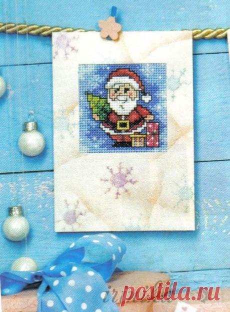Вышивка для новогодних и рождественских открыток. Схемы — HandMade