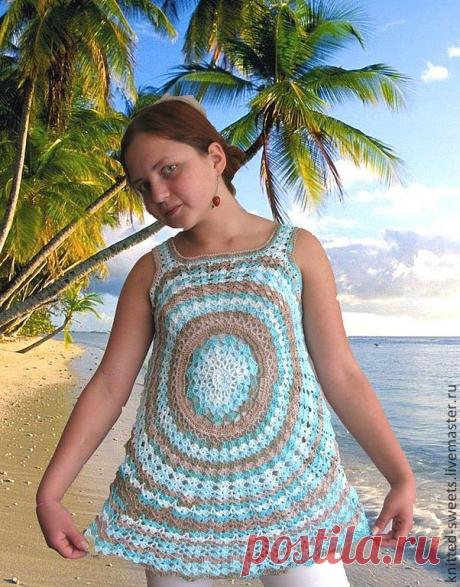 Туника &quot;Круги на воде&quot; - туника,туника вязаная,пляжная мода 2014,пляж