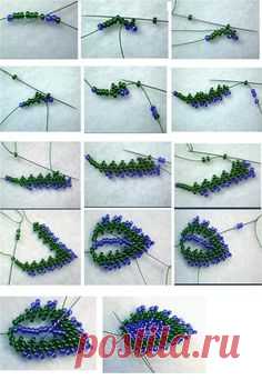 Mexican Huichol Beaded Big Flat Dark Blue Flower Necklace with pistils