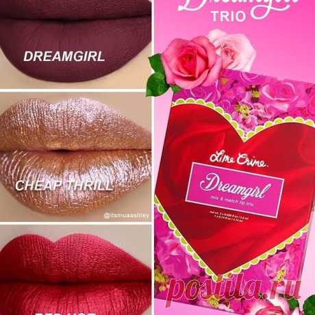 🌺 #Dream Girl…  Звезда Instagram
💄  3 абсолютно новых образа с 3 роскошными оттенками Velvetines и Diamond Crushers: - Dreamgirl Velvetine – глубокий клюквенный с абсолютно матовым финишем;
- Red Hot Velvetine – вишнево-красный «металлик»;
- Cheap Thrill Diamond Crusher – #новинка Lime Crime – высокопигментированный жидкий глиттер розовато-бежевого оттенка. 🌟  Используйте их по-отдельности или комбинируйте между собой! 🌷 Каждый оттенок обладает отличной стойкостью, тон...