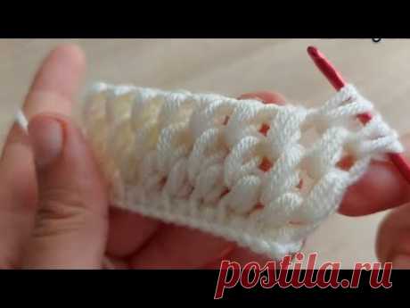 Puntada de puntos puff en crochet tunecino paso  a paso