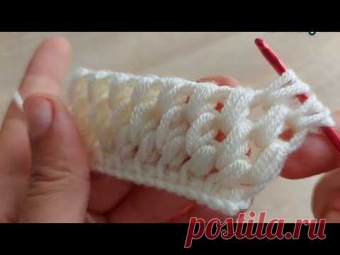 Puntada de puntos puff en crochet tunecino paso  a paso
