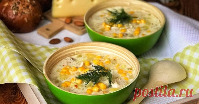 Сливочный сырный суп 🧀 🧀🧀с кусочками хрустящих овощей и сладкой кукурузой 🌽 Автор рецепта Елена Муркина - Cookpad