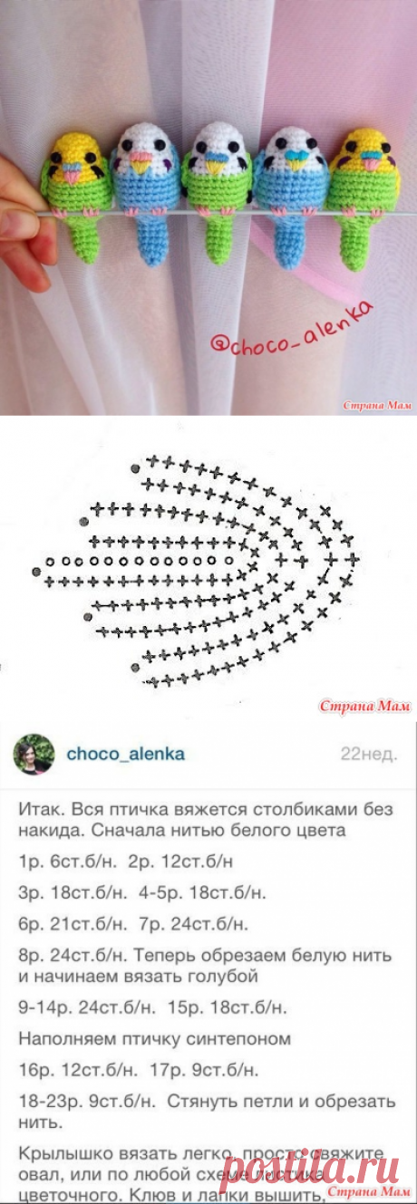 Мини попугайчики, вяжем сами крючком, амигуруми - Вязание - Страна Мам