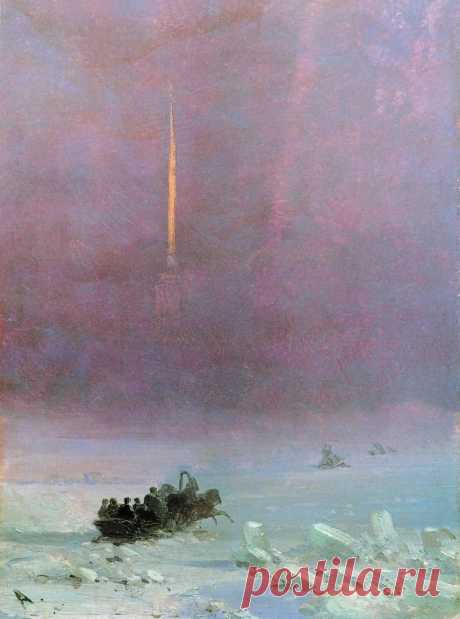 Художник Иван Константинович Айвазовский (1817-1900)
"Петербург. Переправа через Неву", 1870-е.
